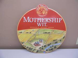 NEW BELGIUM BREWING TIN BAR SIGN MOTHERSHIP WIT - NICE, COOL PIECE - APPROX 19 BY 21 - SEE PICTURES