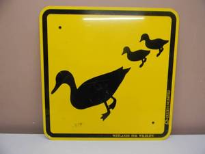 DUCKS UNLIMITED WETLANDS FOR WILDLIFE HEAVY METAL SIGN - VERY COOL PIECE - APPROX 18 By 18 - SEE PICTURES