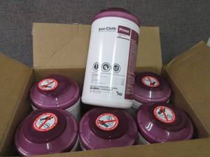 lot 240 image: Case of 6 -70ct Canisters Sani-Clot...