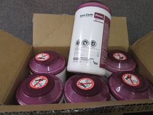 lot 245 image: Case of 6 -70ct Canisters Sani-Clot...
