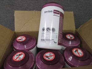 lot 247 image: Case of 6 -70ct Canisters Sani-Clot...