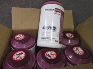 lot 248 image: Case of 6 -70ct Canisters Sani-Clot...