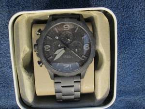 lot 16 image: Fossil Men�s Nate Black Stainless ...
