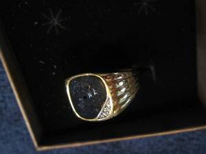 lot 26 image: Mens 14K Gold Over Base Metal Blac...