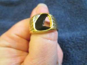 lot 72 image: Mens 14K Gold Over Base Metal Blac...