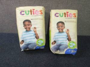 lot 255 image: 2- 20 ct Size 7 Cuties Diapers...