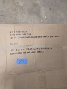 lot 20 image: STYLEWELL Beckridge Ebony Wood Upholstered Bar Stool with Back and Charcoal Seat (Set of 2) NOT ASSEMBLED