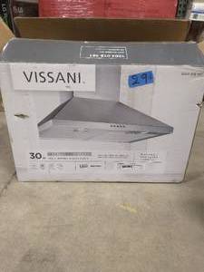 lot 29 image: VISSANI 30 in. W Convertible Wall Mount Range Hood with 2 Charcoal Filters in Stainless Steel