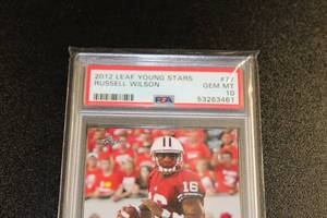 lot 7 image: 0212 Leaf Young Stars Russell Wilson Rookie Card PSA 10