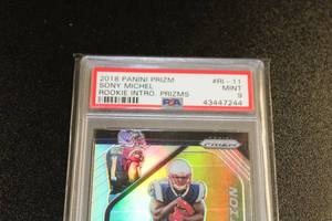 lot 9 image: 2018 Prizm Rookie Introductions Silver Sony Michel PSA 9