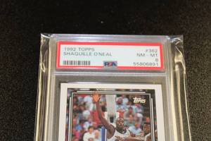 lot 11 image: 1992-93 Topps Shaquille ONeal Rookie Card PSA 8