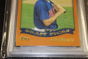 lot 14 image: 2002 Topps Limited Edition Joe Mauer Rookie Card PSA 7