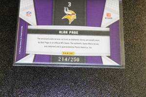 lot 31 image: 2010 Certified Fabric of the Game Alan Page Jersey Relic #3 214250  Only 250 Exist