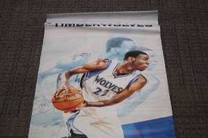 lot 98 image: Minnesota Timberwolves Team Produced Andrew Wiggins Double Sided Banner