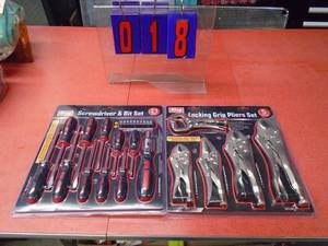 lot 18 image: Screwdriver set & locking pliers. As shown.