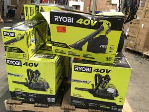 lot 14 image: Pallets with Ryobi outdoor and garden custumers returns
