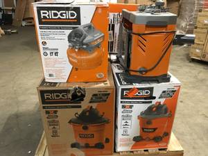 lot 17 image: Lot of Ridgid shop tools Include Planner, shop vac and more original customer returns