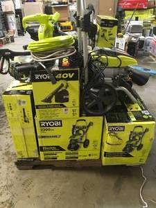 lot 24 image: Pallet with Assorted Ryobi Shop Tools equiments original costumer returns