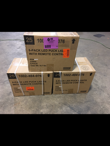 lot 15 image: Lot with 3 boxes of LED 30 Lumen Puck Lights with Remote Control (8-Pack) by Defiant open box