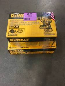 lot 19 image: Lot of dewalt tools include 18-Gauge Cordless Brad Nailer Kit and Drill Driver & Impact con with 1 charger only see pic in like new contiions tested