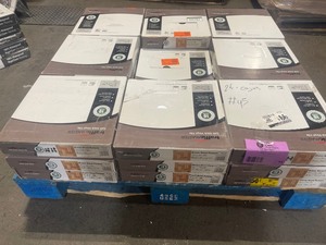 lot 45 image: Pallet with 26 cases Traffic Master TrafficMaster Brown Wood Parquet 12 in. x 12 in. Peel and Stick Vinyl Tile Flooring (30 sq. ft.  case)