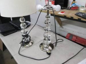 lot 17 image: 2 glass lamps with built in plug in...
