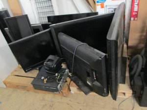 lot 97 image: pallet lot of 11 tvs all power on m...