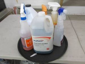 lot 188 image: tray of cleaning chemicals ...