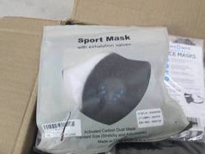 lot 190 image: box of face masks and neck gaiters ...