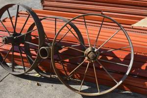 3 antique collector wagon wheels