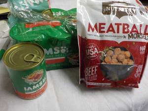 6 Cans IAMS Dog Food and Dog Treats...