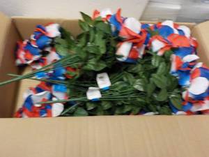 Box of Artificial Red, White and Bl...