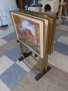 Vintage Set of Coca Cola TV Trays Folding With Stand