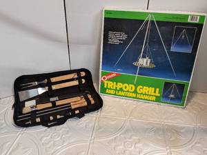 New Tripod Grill Stand & Set of BBQ Utensils