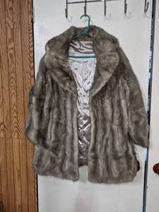 Gray Fur Coat for Repair or Repurposing
