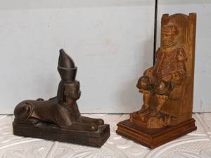 Cast Metal Sphinx & Carved Wood Sancho Panza