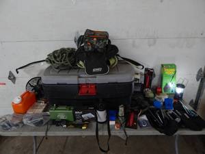 lot 63 image: Assorted Camping Equipment With Tote