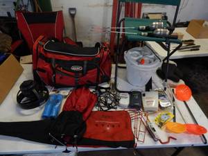 lot 67 image: Assortment If Ice Fishing Equipment