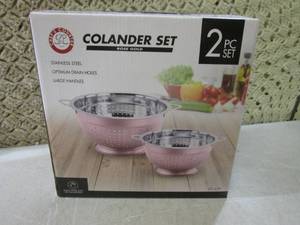 lot 96 image: (CS) 2pc Stainless Steel Colander S...