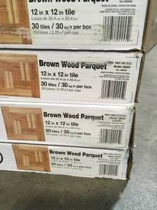 Lot of 6 cases Brown Wood Parquet 12 in. x 12 in. Peel and Stick Vinyl Tile Flooring (30 sq. ft.  case) see pictures