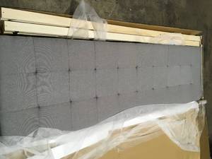Upholstered Square  Tufted Platform Bed  King size not used see pictures