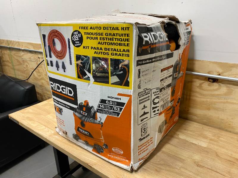 Ridgid 14 gal. 6.0-Peak HP NXT Wet/Dry Shop Vacuum with Fine Dust Filter, Hose, Accessories and Premium Car Cleaning Kit