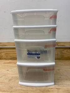 lot 45 image: HOMZ 4-Drawer Medium Plastic Wheeled Cart in White