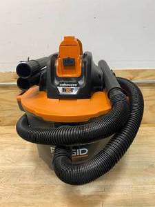 lot 26 image: RIDGID 9 Gal. 18-Volt Cordless WetDry Shop Vacuum (Tool Only) with Filter, Hose and Accessories