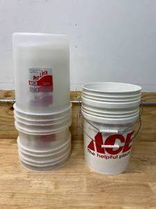 lot 62 image: Lot of 2- Ace Hardware Buckets (5 gal) with 10 Pro Bucket Liners