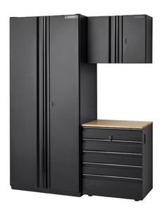 lot 7 image: HUSKY 3-Piece Heavy Duty Welded Steel Garage Storage System in Black (64 in. W x 81 in. H x 24 in. D)