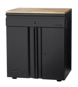 lot 9 image: HUSKY Heavy Duty Welded 20-Gauge Steel 1-Drawer 2-Door Garage Base Cabinet in Black (28 in. W x 32 in. H x 21.5 in. D)