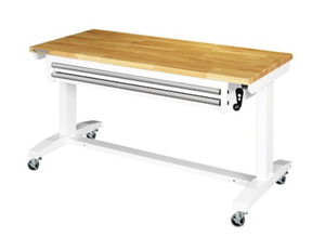 lot 17 image: HUSKY 52 in. Adjustable Height Work Table with 2-Drawers in White