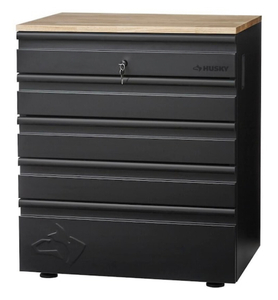 lot 20 image: HUSKY Heavy Duty Welded 18-Gauge Steel 5-Drawer Garage Base Cabinet in Black (28 in. W x 32 in. H x 21.5 in. D)