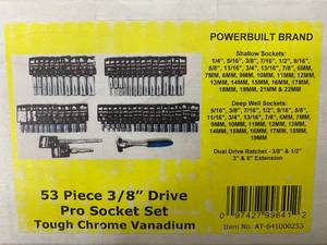 lot 90 image: POWERBUILT 53 Piece 38 Drive Pro Socket Set